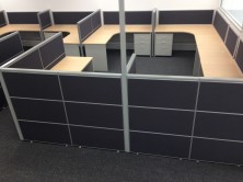 Staxis 1200 High Screens With Gable Ended 90 Degree Workstations With Curved Corner